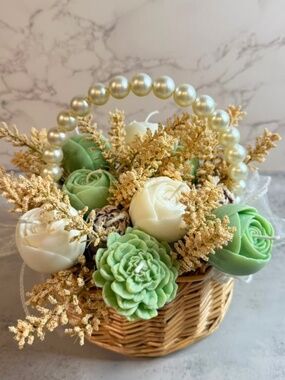Handcrafted Floral Candle Gift Basket